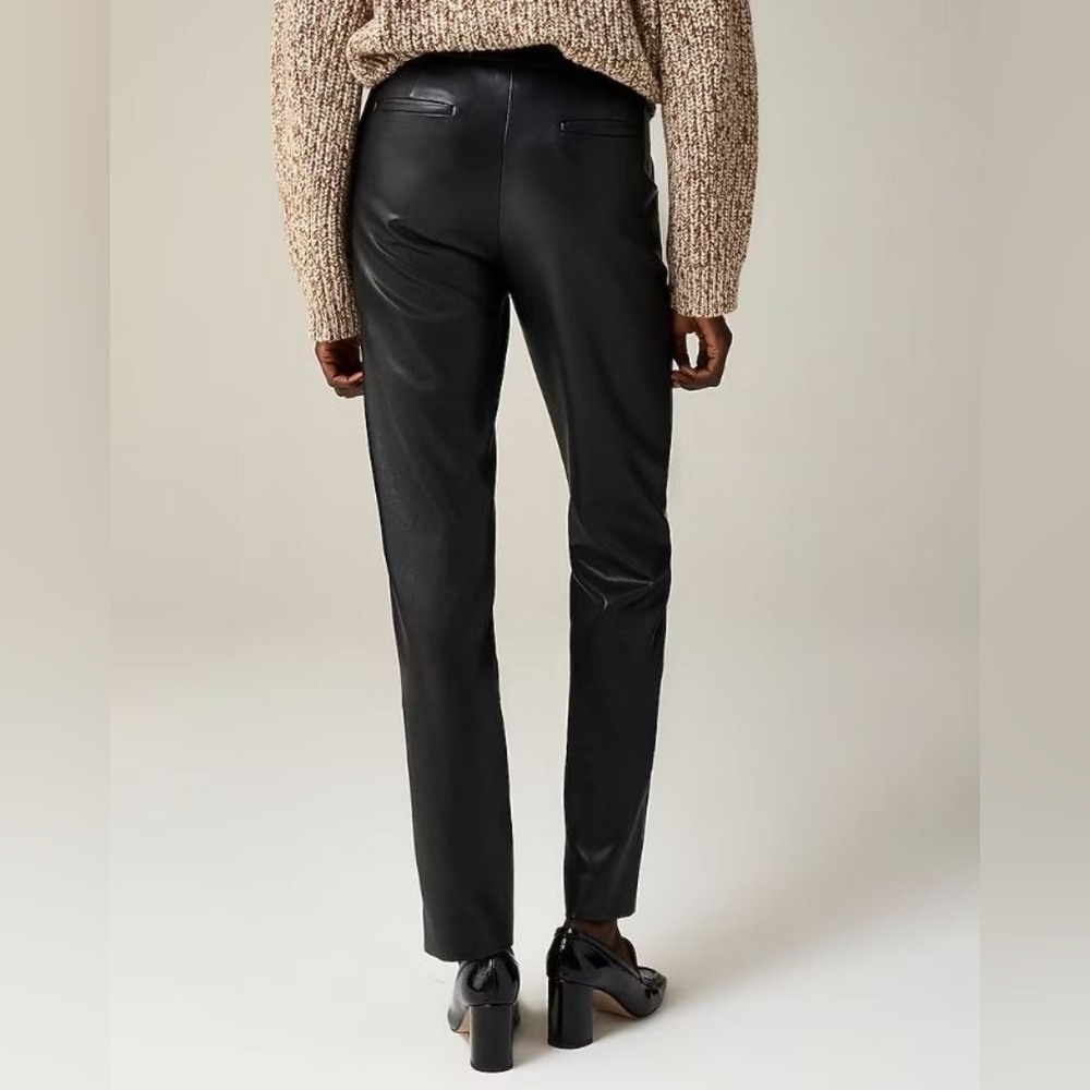 J. Crew Kate Straight-leg Pant in Faux Leather, Black (4)